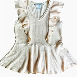 American Rag Cream Ruffled Sleeveless Peplum top Women’s Size XS
